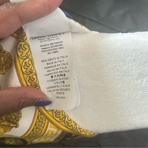 Versace Gold and White BAROQUE SLIPPERS Size Small (New) - Picture 9 of 11